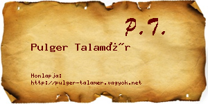 Pulger Talamér névjegykártya